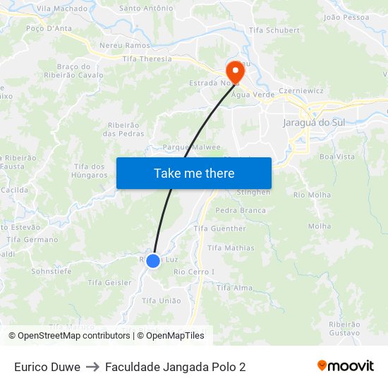 Eurico Duwe to Faculdade Jangada Polo 2 map