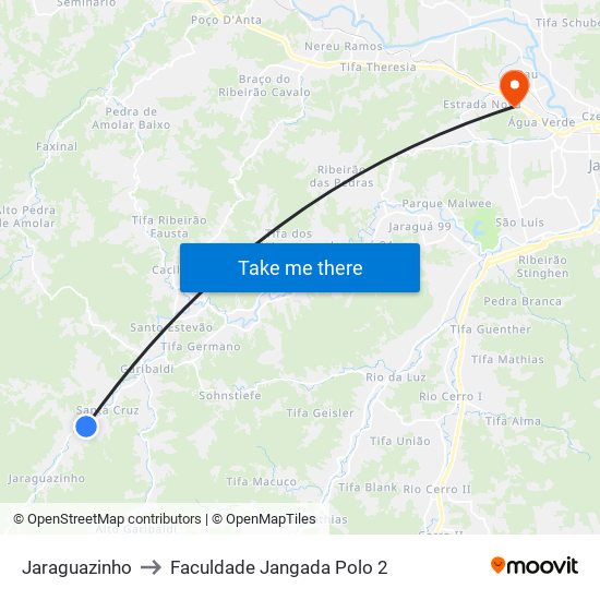 Jaraguazinho to Faculdade Jangada Polo 2 map