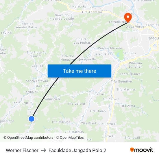 Werner Fischer to Faculdade Jangada Polo 2 map