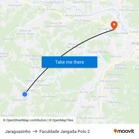 Jaraguazinho to Faculdade Jangada Polo 2 map