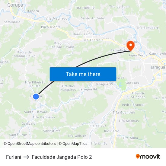 Furlani to Faculdade Jangada Polo 2 map