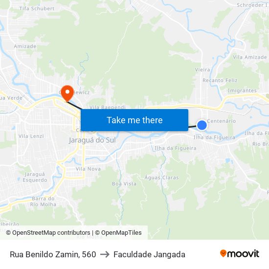 Rua Benildo Zamin, 560 to Faculdade Jangada map