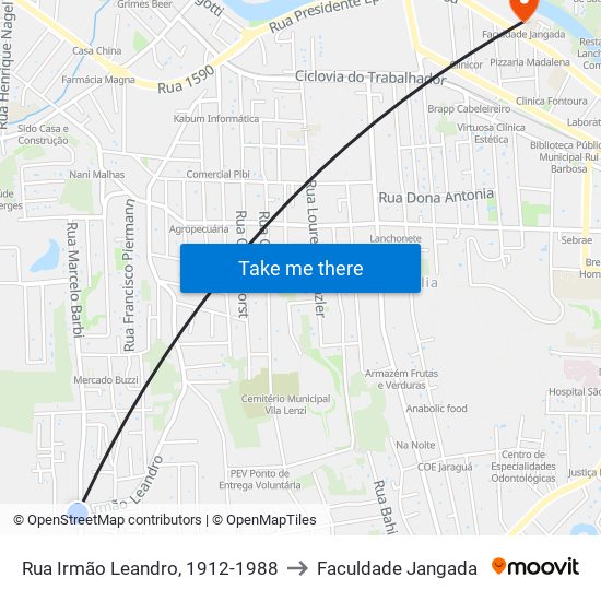 Rua Irmão Leandro, 1912-1988 to Faculdade Jangada map