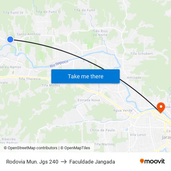 Rodovia Mun. Jgs 240 to Faculdade Jangada map