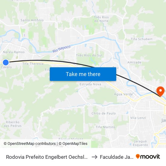 Rodovia Prefeito Engelbert Oechsler, 7246-7558 to Faculdade Jangada map