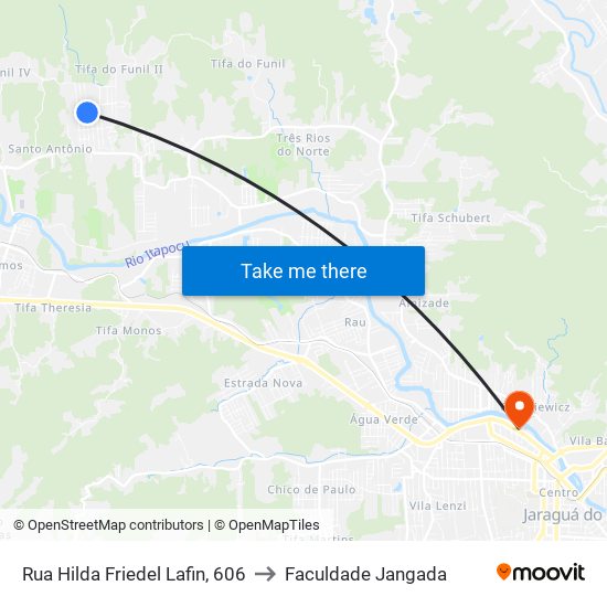Rua Hilda Friedel Lafin, 606 to Faculdade Jangada map