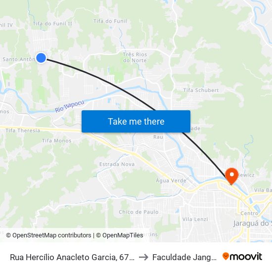 Rua Hercílio Anacleto Garcia, 67-125 to Faculdade Jangada map