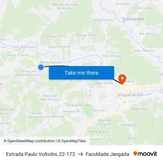 Estrada Paulo Voltolini, 22-172 to Faculdade Jangada map