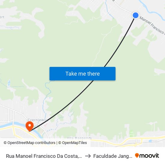 Rua Manoel Francisco Da Costa, 4315 to Faculdade Jangada map