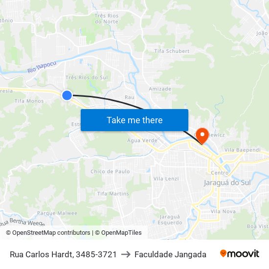 Rua Carlos Hardt, 3485-3721 to Faculdade Jangada map