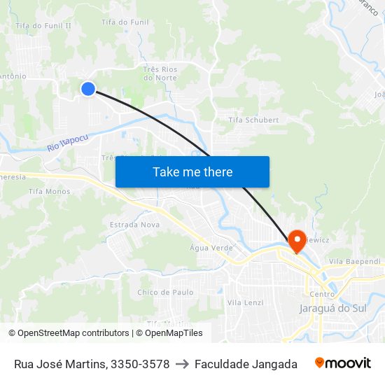 Rua José Martins, 3350-3578 to Faculdade Jangada map
