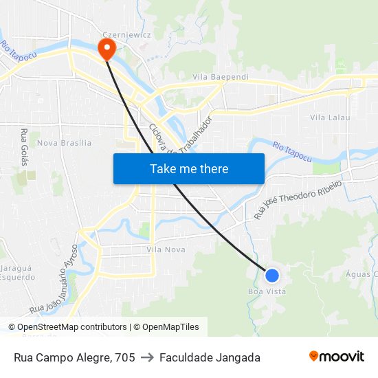 Rua Campo Alegre, 705 to Faculdade Jangada map