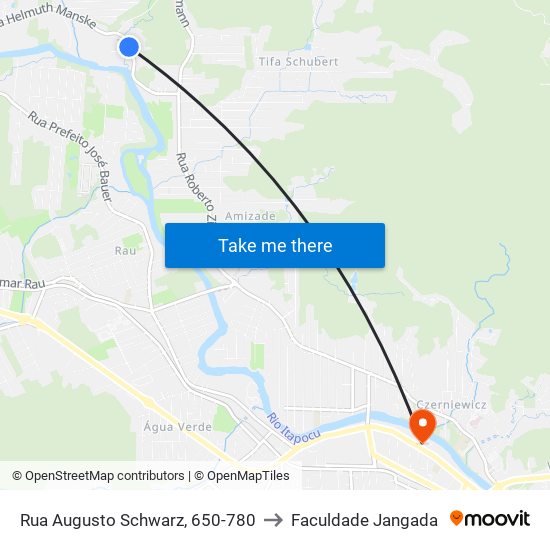 Rua Augusto Schwarz, 650-780 to Faculdade Jangada map