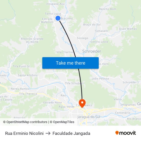 Rua Erminio Nicolini to Faculdade Jangada map