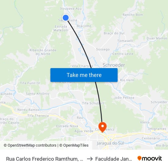 Rua Carlos Frederico Ramthum, 17935 to Faculdade Jangada map