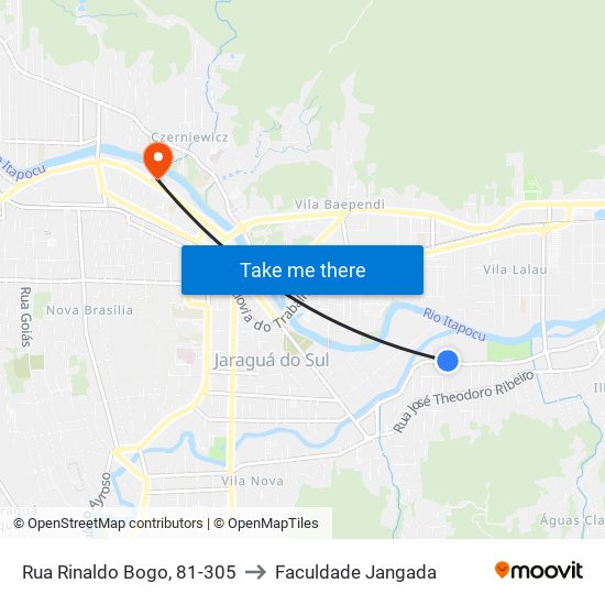 Rua Rinaldo Bogo, 81-305 to Faculdade Jangada map