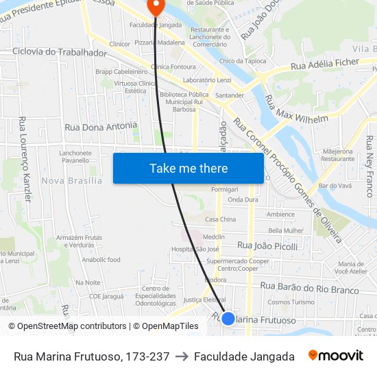 Rua Marina Frutuoso, 173-237 to Faculdade Jangada map