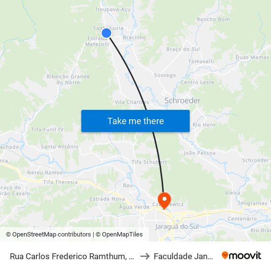 Rua Carlos Frederico Ramthum, 17434 to Faculdade Jangada map