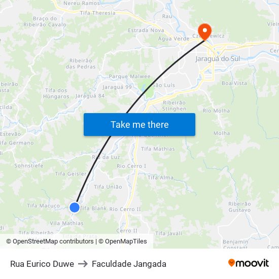 Rua Eurico Duwe to Faculdade Jangada map
