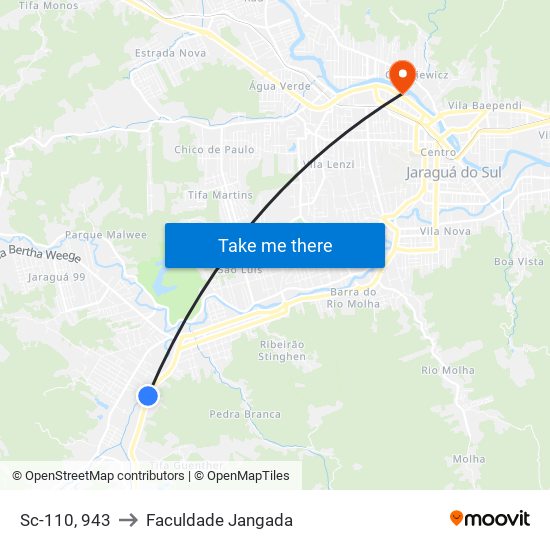 Sc-110, 943 to Faculdade Jangada map