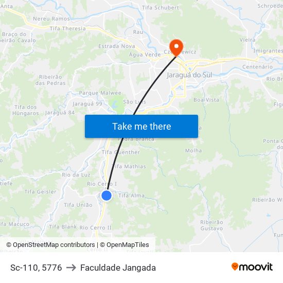 Sc-110, 5776 to Faculdade Jangada map