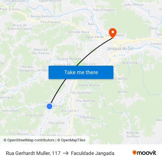 Rua Gerhardt Muller, 117 to Faculdade Jangada map