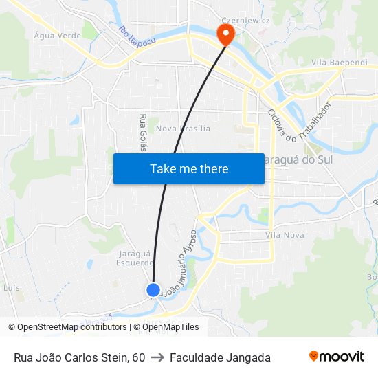 Rua João Carlos Stein, 60 to Faculdade Jangada map