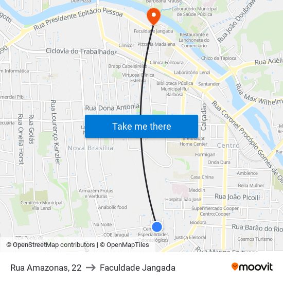 Rua Amazonas, 22 to Faculdade Jangada map