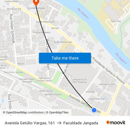 Avenida Getúlio Vargas, 161 to Faculdade Jangada map