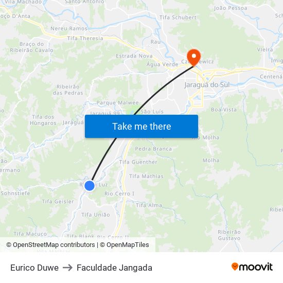 Eurico Duwe to Faculdade Jangada map