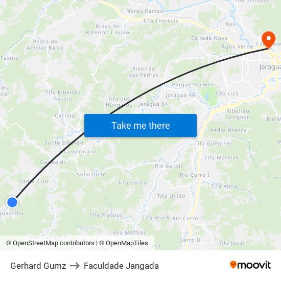 Gerhard Gumz to Faculdade Jangada map