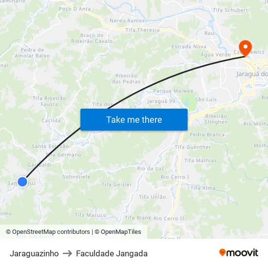 Jaraguazinho to Faculdade Jangada map