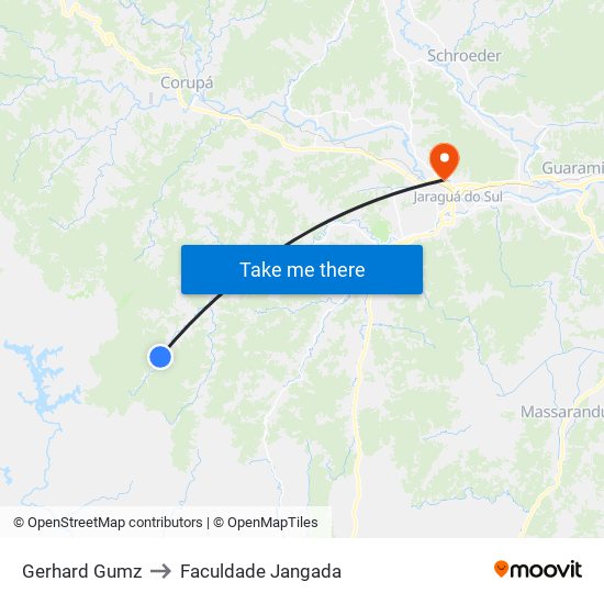 Gerhard Gumz to Faculdade Jangada map