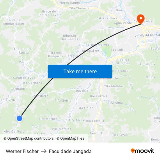 Werner Fischer to Faculdade Jangada map