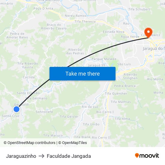 Jaraguazinho to Faculdade Jangada map