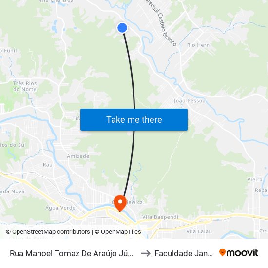 Rua Manoel Tomaz De Araújo Júnior, 275 to Faculdade Jangada map