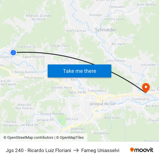 Jgs 240 - Ricardo Luiz Floriani to Fameg Uniasselvi map