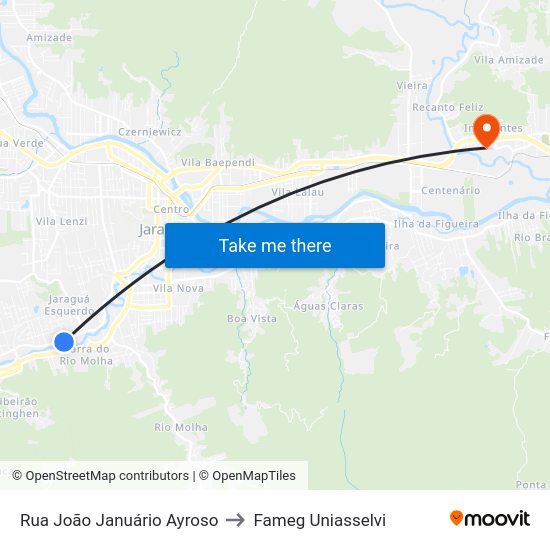 Rua Vitório Pradi, 2-74 to Fameg Uniasselvi map