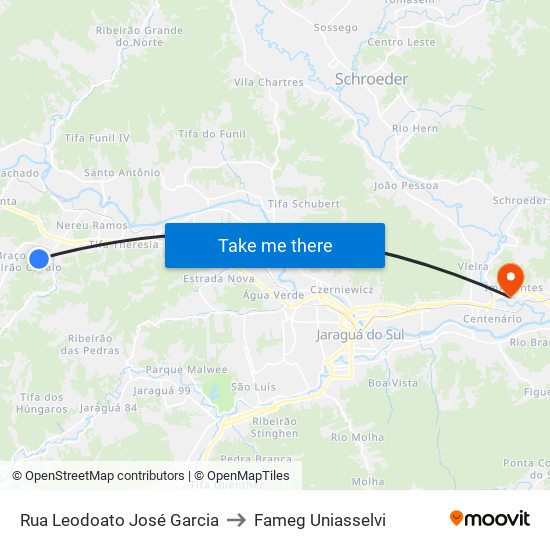 Rua Leodoato José Garcia to Fameg Uniasselvi map