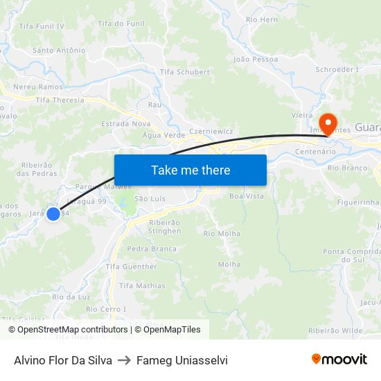 Alvino Flor Da Silva to Fameg Uniasselvi map