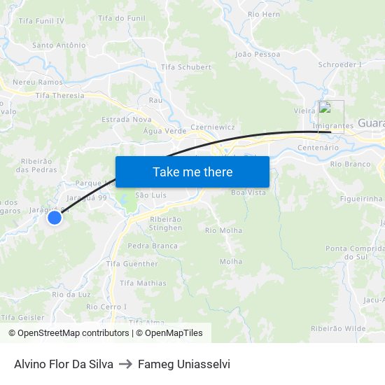 Alvino Flor Da Silva to Fameg Uniasselvi map