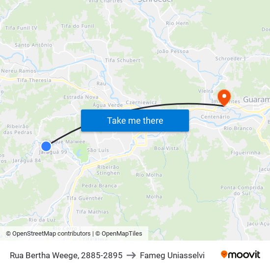 Rua Bertha Weege, 2885-2895 to Fameg Uniasselvi map