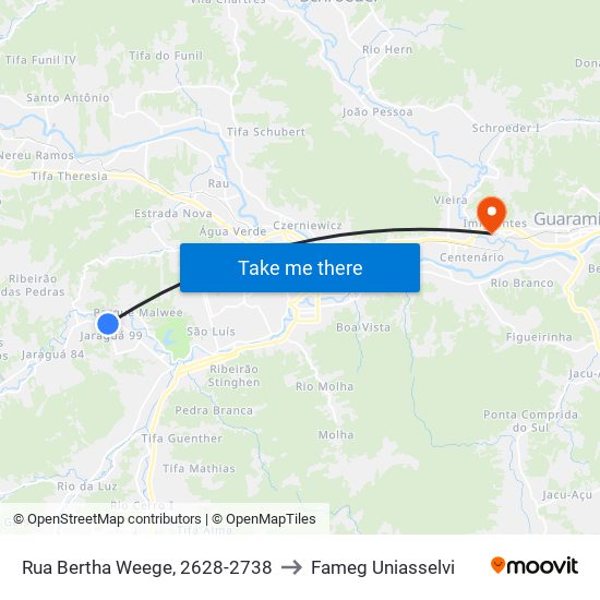 Rua Bertha Weege, 2628-2738 to Fameg Uniasselvi map