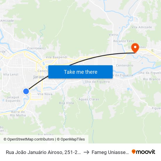 Rua João Januário Airoso, 251-299 to Fameg Uniasselvi map