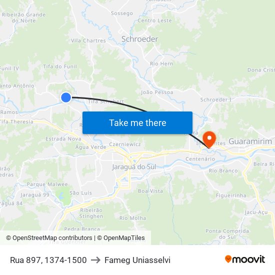 Rua 897, 1374-1500 to Fameg Uniasselvi map