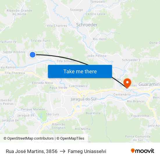 Rua José Martins, 3856 to Fameg Uniasselvi map