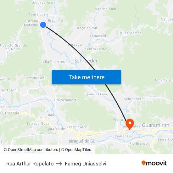 Rua Arthur Ropelato to Fameg Uniasselvi map
