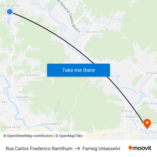 Rua Carlos Frederico Ramthum to Fameg Uniasselvi map