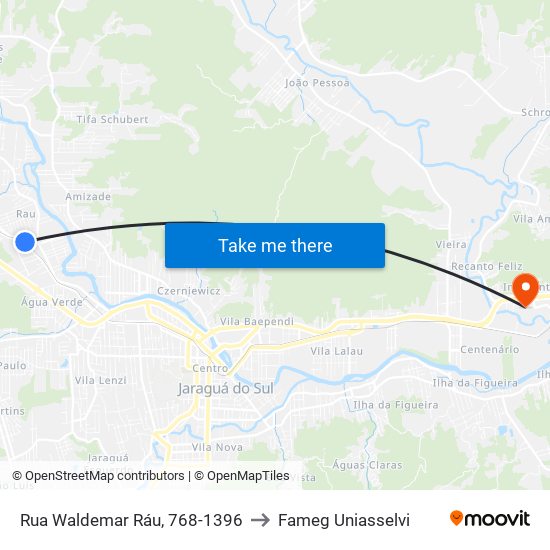 Rua Waldemar Ráu, 768-1396 to Fameg Uniasselvi map