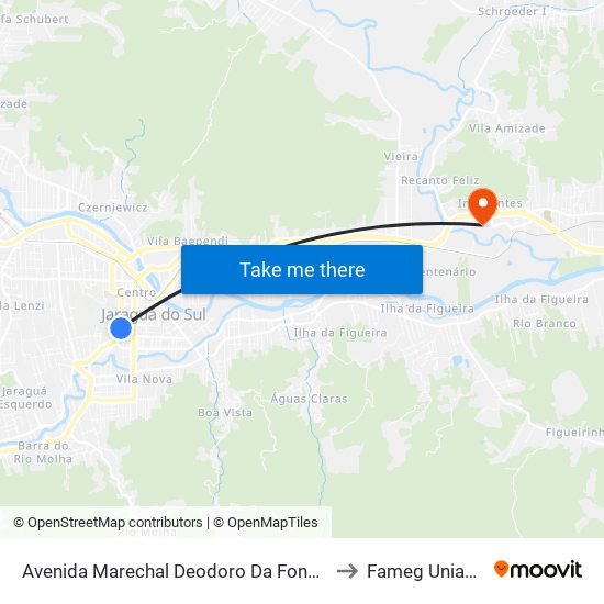Avenida Marechal Deodoro Da Fonseca, 1020 to Fameg Uniasselvi map